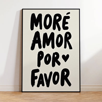 More Amor Por Favor Minimalist Quote Wall Art Print – Canvas Poster
