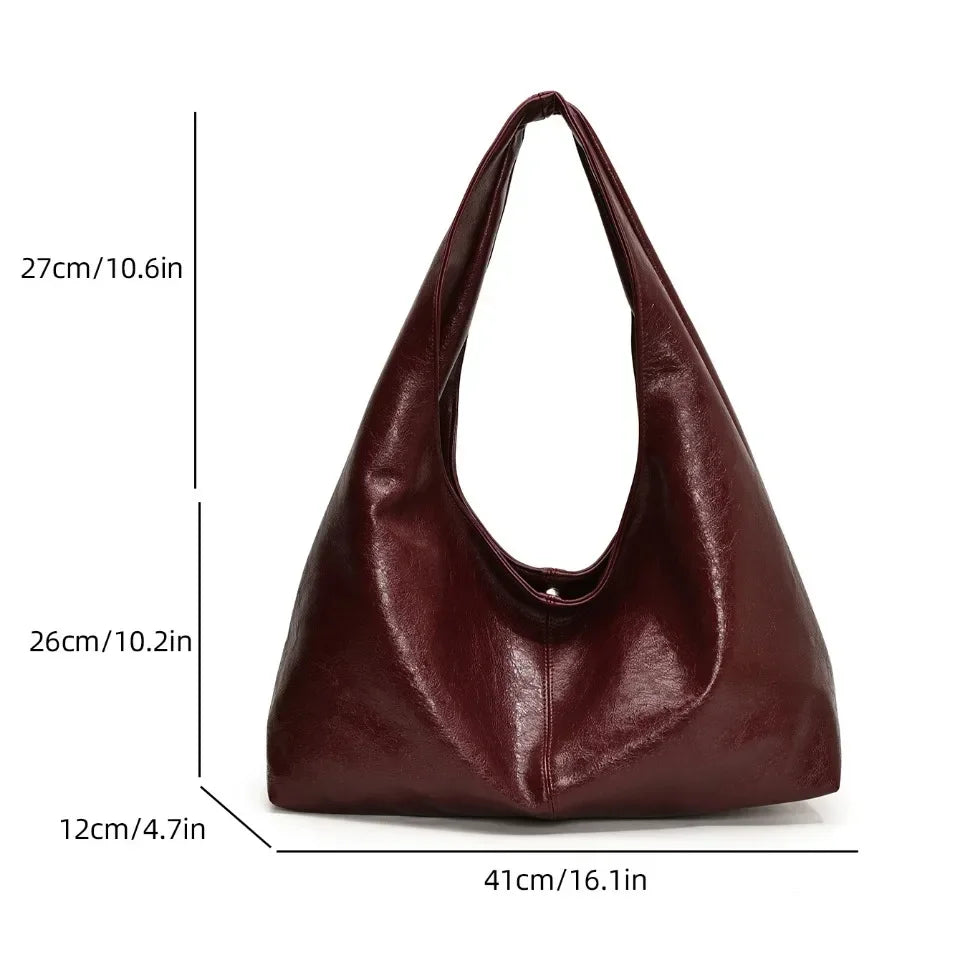 Designer Large PU Leather Hobo Underarm Bag