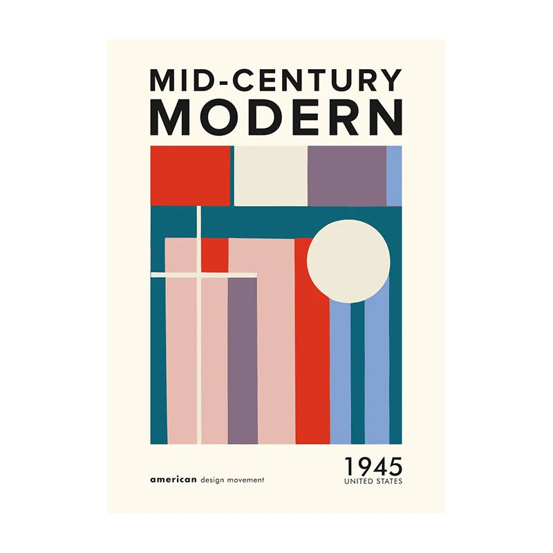 Mid-Century Modern Wall Art Poster – Retro Abstract Geometric Print