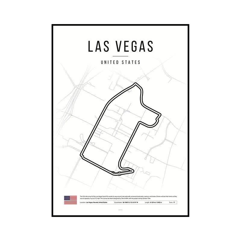 F1 Race Track Map Poster – Formula 1 Circuit Wall Art Print
