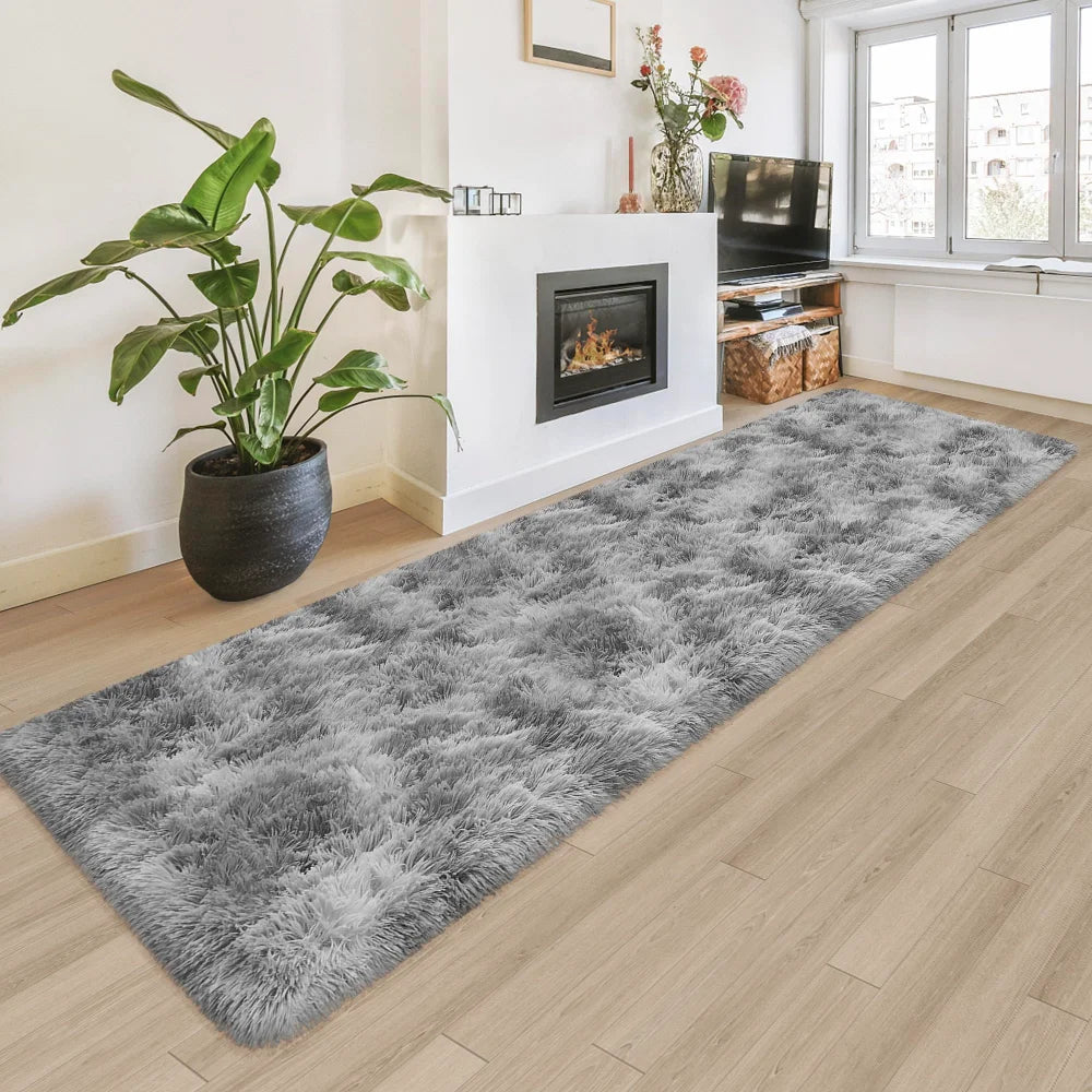 Tie-Dye Shaggy Runner Rug – Soft Fluffy Floor Mat for Bedroom & Living Room