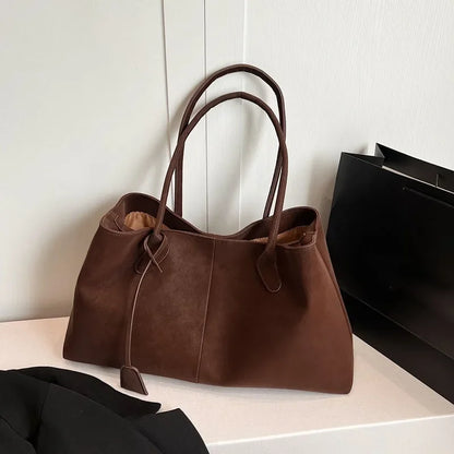 Faux Suede Solid Color High Quality Fashionable Versatile Handbag