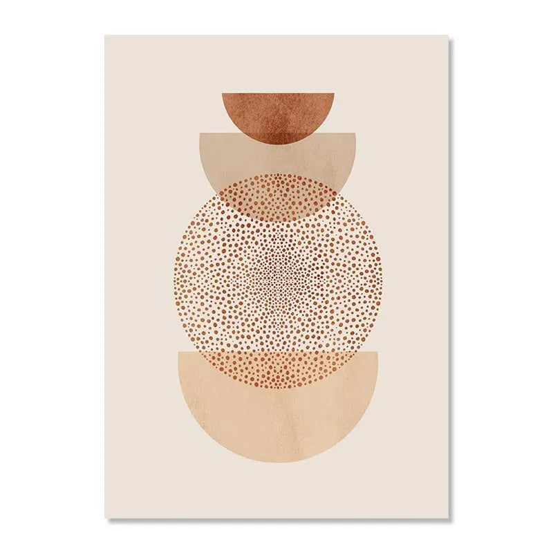 Boho Abstract Geometric Canvas Wall Art Print – Terracotta Beige Decor