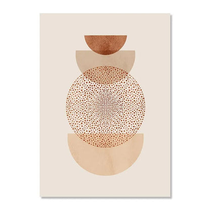 Boho Abstract Geometric Canvas Wall Art Print – Terracotta Beige Decor