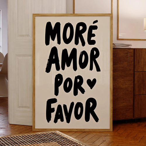 More Amor Por Favor Minimalist Quote Wall Art Print – Canvas Poster