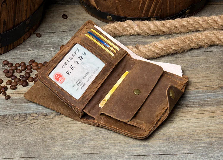 Men's Genuine Leather Long Wallet – Vintage Crazy Horse Clutch