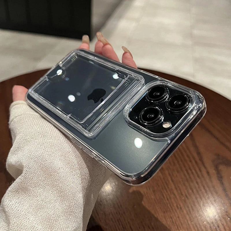 Clear Card Slot iPhone Case – Shockproof Wallet Cover