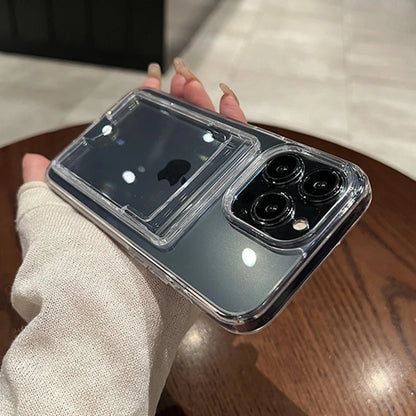 Clear Card Slot iPhone Case – Shockproof Wallet Cover