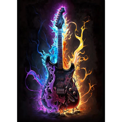 Electric Guitar on Fire Wall Art Print – Music Poster
