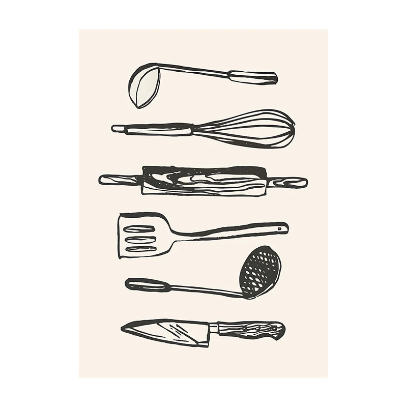 Minimalist Kitchen Wall Art Poster – Food Print for Home Decor