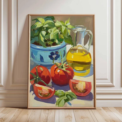 Rustic Kitchen Still Life Poster Vintage Bread Art Print Canvas Oil Painting Style Wall Picture