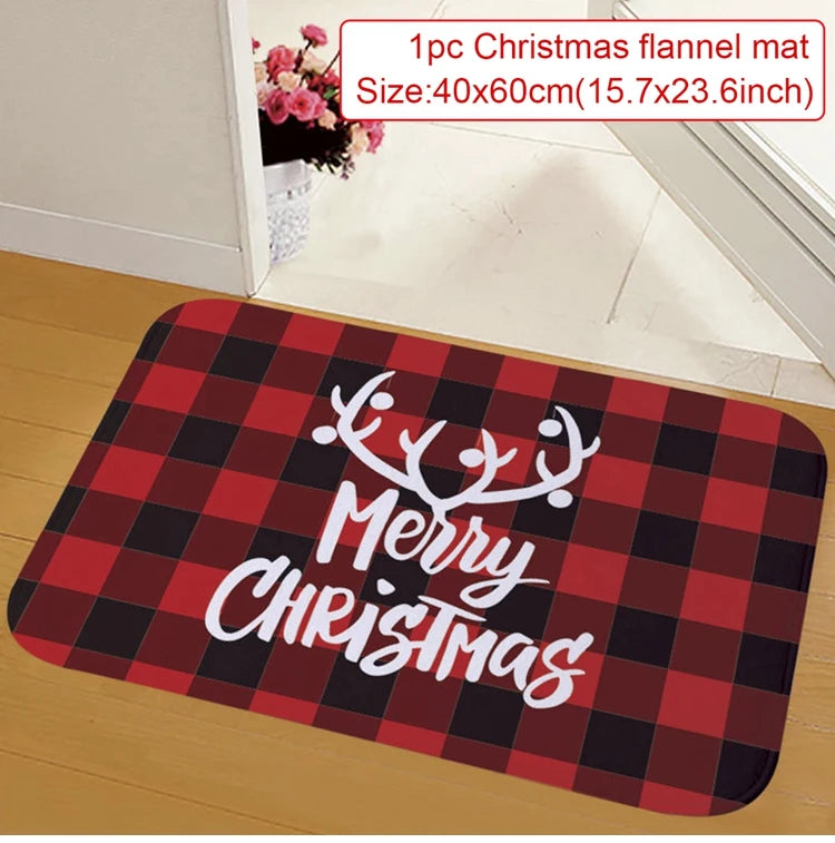 Santa Claus Christmas Doormat – Flannel Welcome Mat for Home
