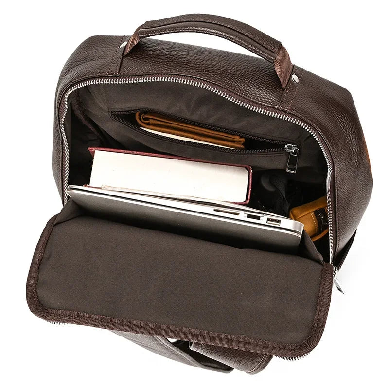 Genuine Leather Men's Backpack – Large Brown & Black