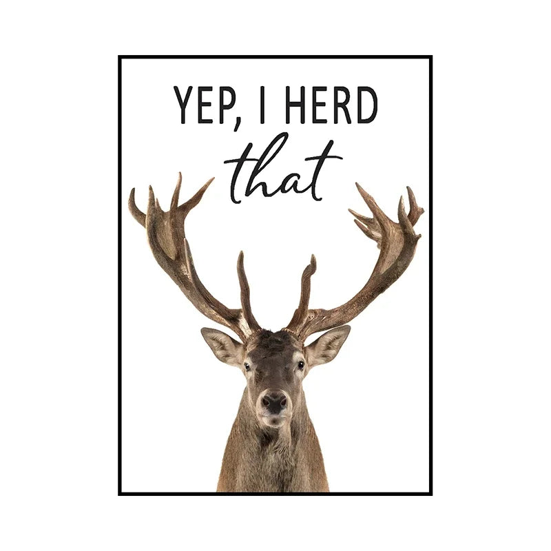 Funny Animal Bathroom Wall Art Poster – Cow, Donkey, Llama, Goat Print