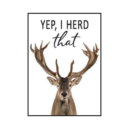 Funny Animal Bathroom Wall Art Poster – Cow, Donkey, Llama, Goat Print
