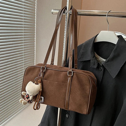 Casual Large Capaci Suede Retro Brown Commuter Shoulder Bag