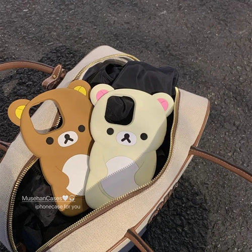 Rilakkuma 3D Bear iPhone Case – Cute Soft Silicone