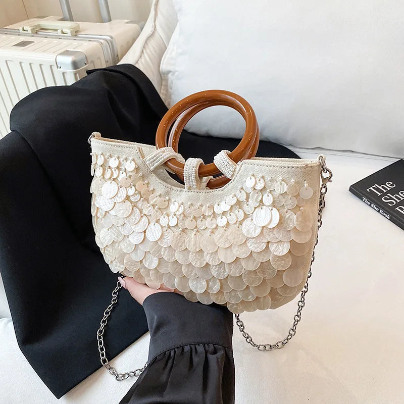Luxury Woven Seashell Shoulder Bag