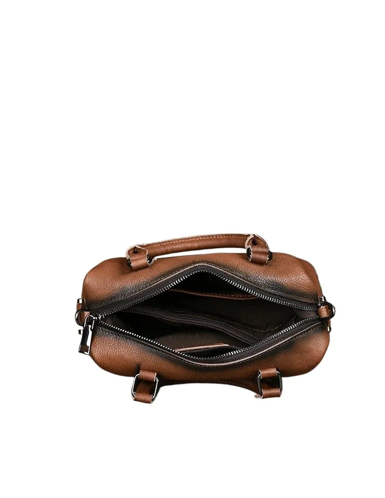Genuine Leather Boston Bag – Women's Designer Shoulder Handbag