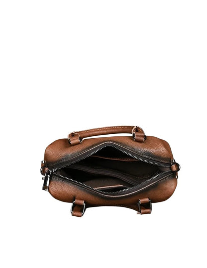 Genuine Leather Boston Bag – Women's Designer Shoulder Handbag