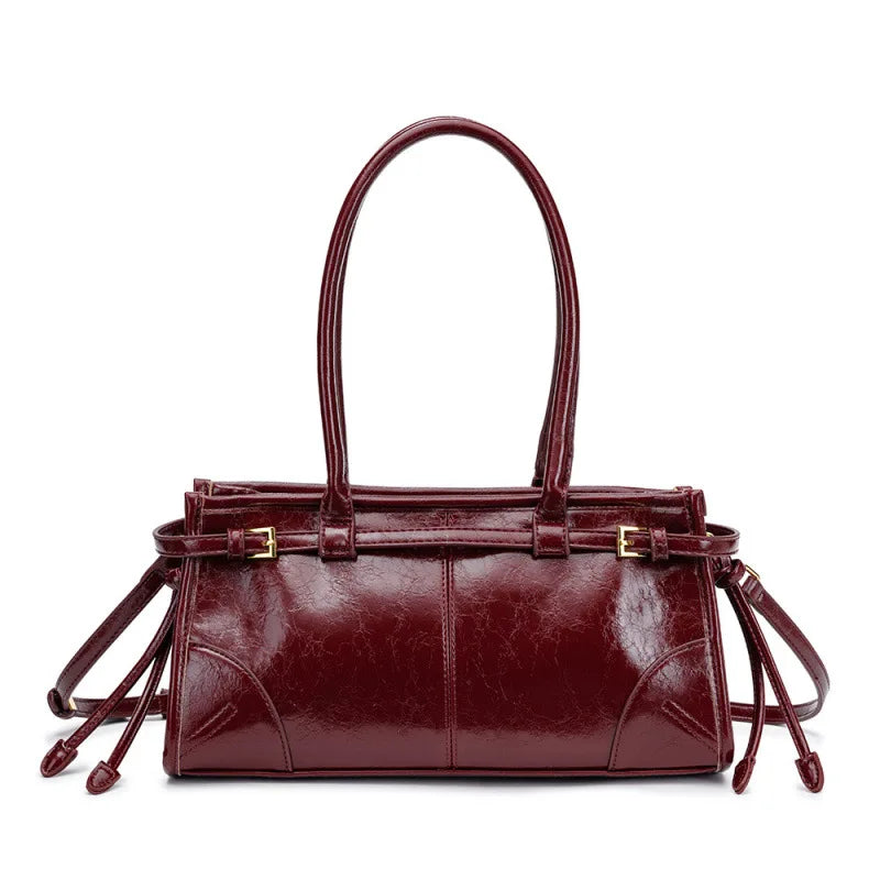 Soft Lux Boston Style Women S Motorcycle Crossbody Shoulder Bag Layered Oil Wax Leather Single Strap