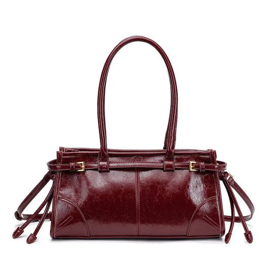 Soft Lux Boston Style Women S Motorcycle Crossbody Shoulder Bag Layered Oil Wax Leather Single Strap