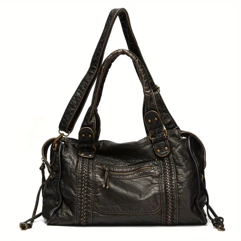 Soft Leather Retro Y2K Motorcycle Tote Bag
