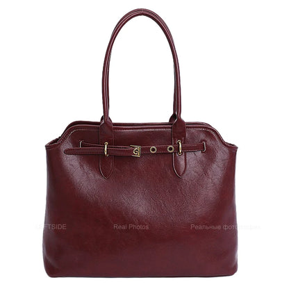 Big PU Leather Short Handle Shoulder Bag