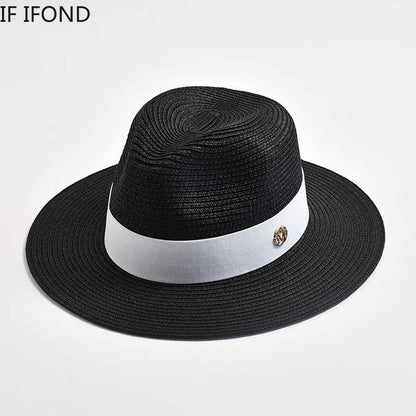 Panama Straw Sun Hat Unisex Elegant Beach Travel Hat