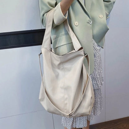 Fashion Big Leather Tote Bag For Women Large Capacity Retro
