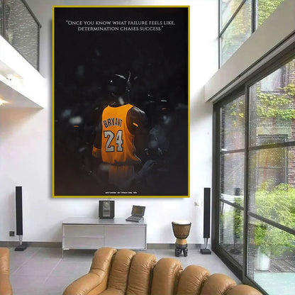 Kobe Bryant Black & White Action Poster – Basketball Wall Art
