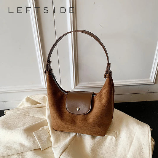 Vintage Suede Crescent Shoulder Bag – Women's Hobo Purse