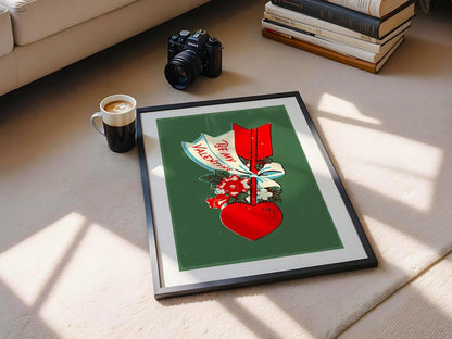 Retro Valentine's Day Wall Art Print – Be My Valentine Heart Poster