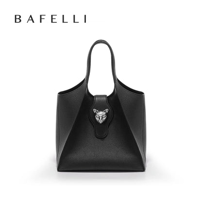 Genuine Leather Tote Handbag with Panther Clasp – Luxury Women's Bag