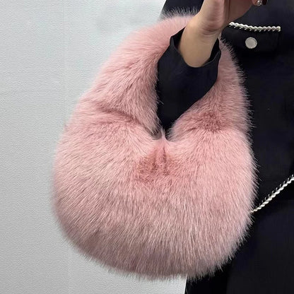 Fashion Soft Plush Half Moon Bags