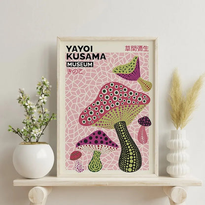 Yayoi Kusama Museum Mushroom Wall Art Print – Japanese Abstract Poster