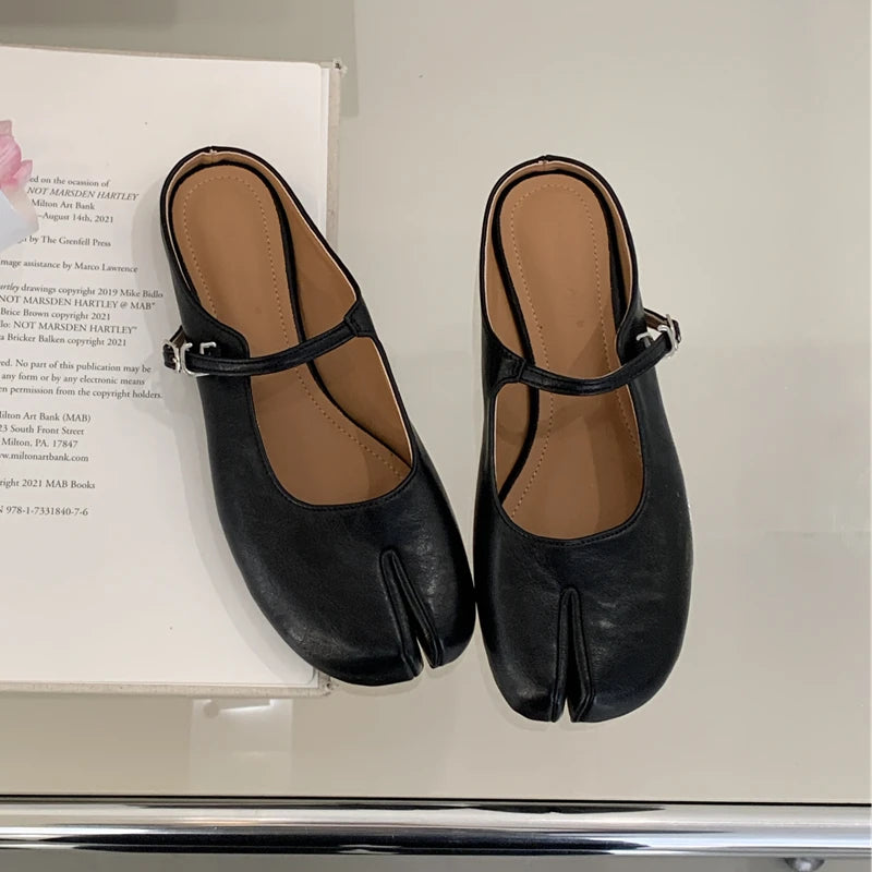 Women's Split Toe Mary Jane Flats – Tabi Leather Buckle Shoes
