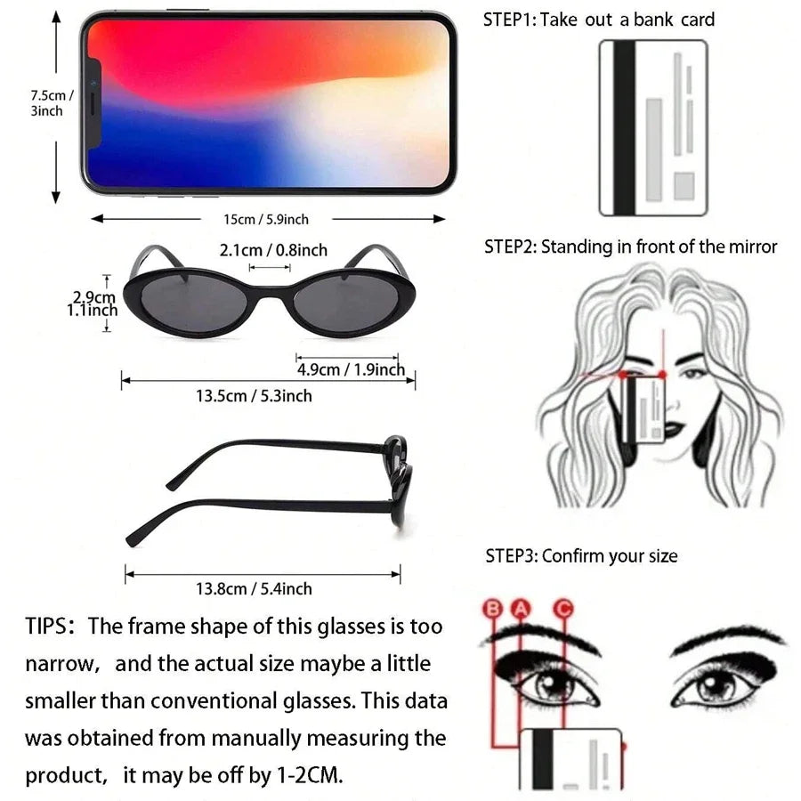 Small Oval Sunglasses for Women – Retro Leopard Cat Eye Shades