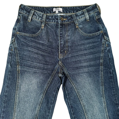 Flare Jeans – Y2K Washed Denim Wide Leg Streetwear Pants
