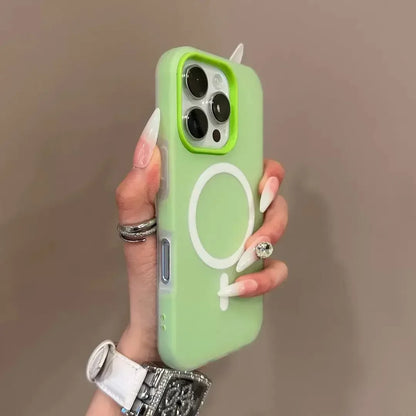 Candy Color 2 IN 1 For Magsafe Phone Case For iPhone 17 16 15 14 13 12 11 Pro Max Magnet Wireless Charger Matte Soft Cover Fund