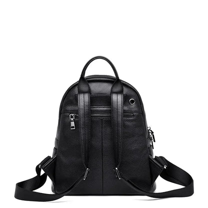Genuine Leather Women Backpack – Multi-Pocket Luxury Bag