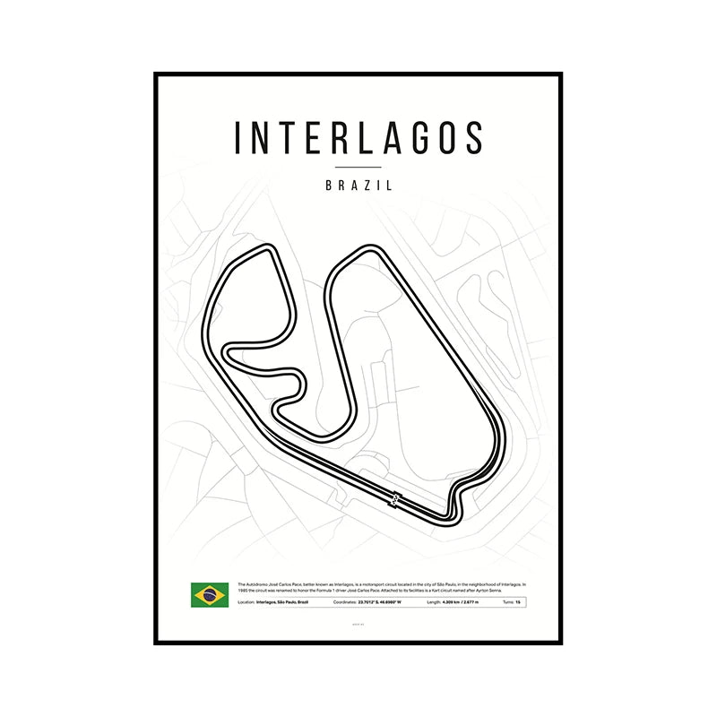 F1 Race Track Map Poster – Formula 1 Circuit Wall Art Print