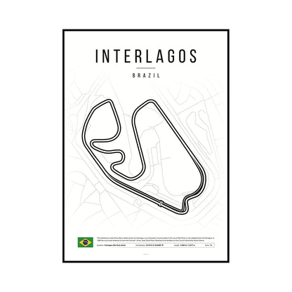 F1 Race Track Map Poster – Formula 1 Circuit Wall Art Print