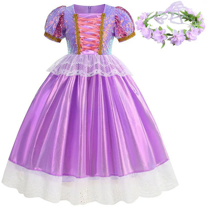 Rapunzel Purple Puffy Dress With Accessories