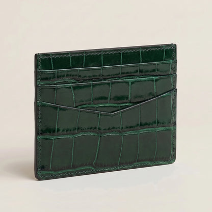 Personalized Crocodile Leather Slim Card Holder Wallet