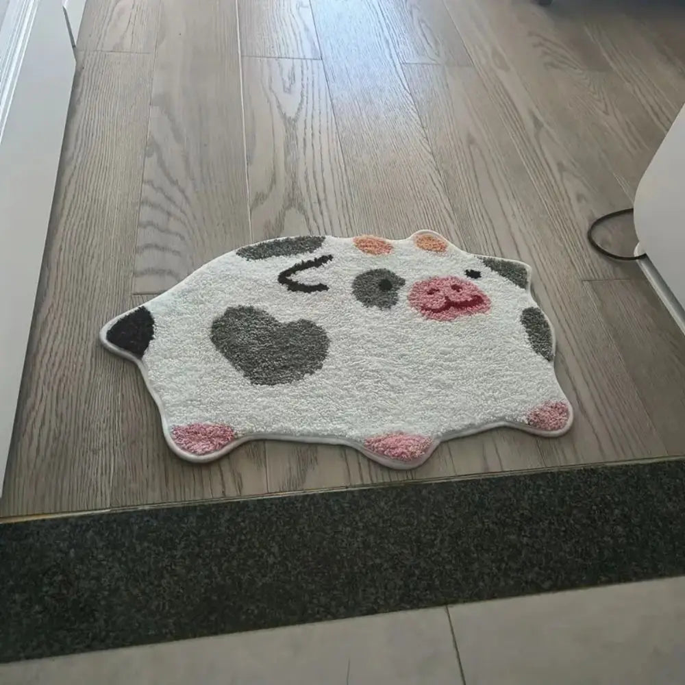 Cute Cow Fluffy Area Rug – Non-Slip Bedroom Floor Mat