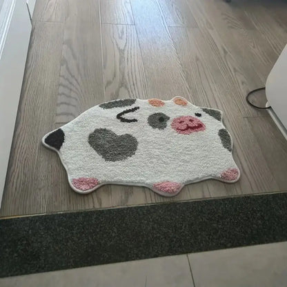 Cute Cow Fluffy Area Rug – Non-Slip Bedroom Floor Mat