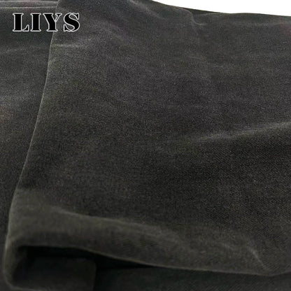 LIYS Graffiti Print Baggy Wide Leg Jeans – Black Washed Unisex Streetwear