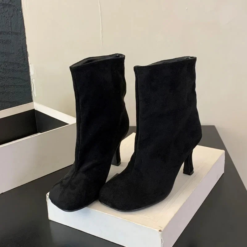 Suede Ankle Boots – Women's Stiletto Heel Chelsea Boots