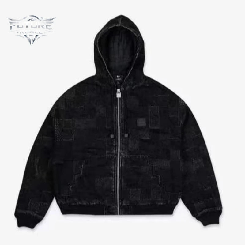 Men's Y2K Plaid Denim Jacket & Pants Set – Harajuku Streetwear Loose Fit